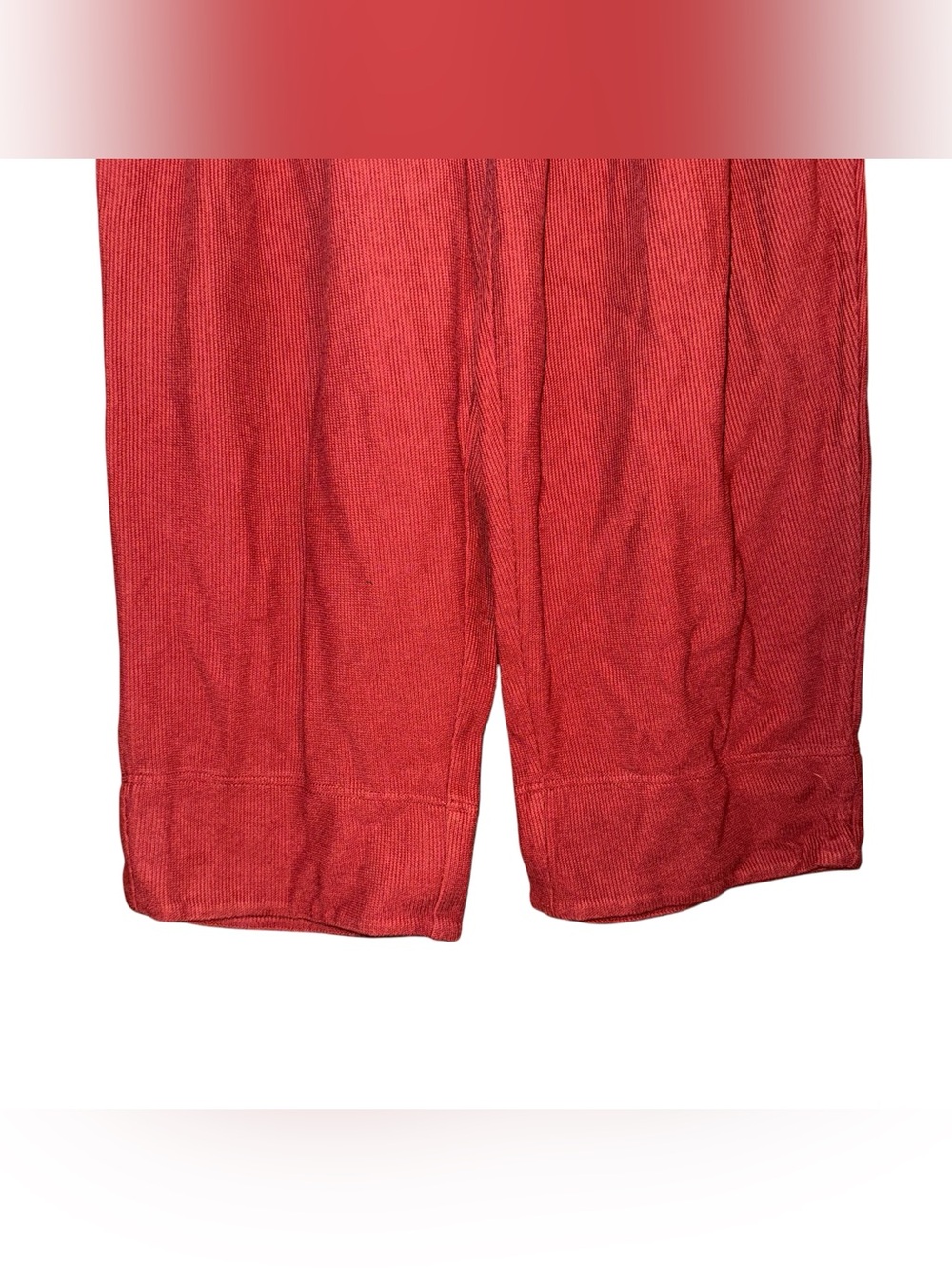 FREE PEOPLE Beach Wide Leg Cropped Day Tripper Pants Ribbed Red Size Medium - Picture 6 of 16